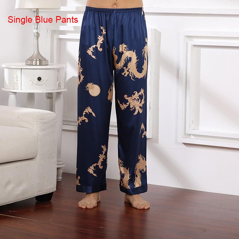 Male Satin Sleepwear Robe&amp;Pants Dargon Pajamas Set Print Men Nightwear Kimono Bathrobe Gown Faux Silk Lounge Wear Home Clothes