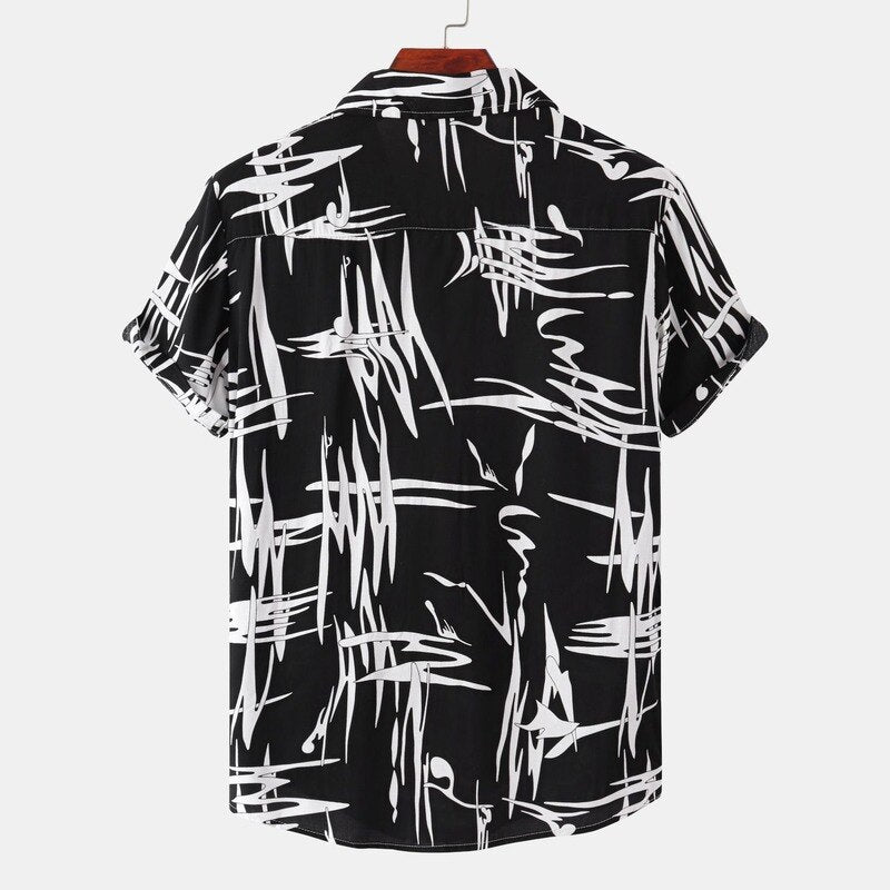 Men Clothing Summer New Fashion Personality Short-sleeved Shirt Men's Striped Casual Business Shirt Camisas Para Hombre