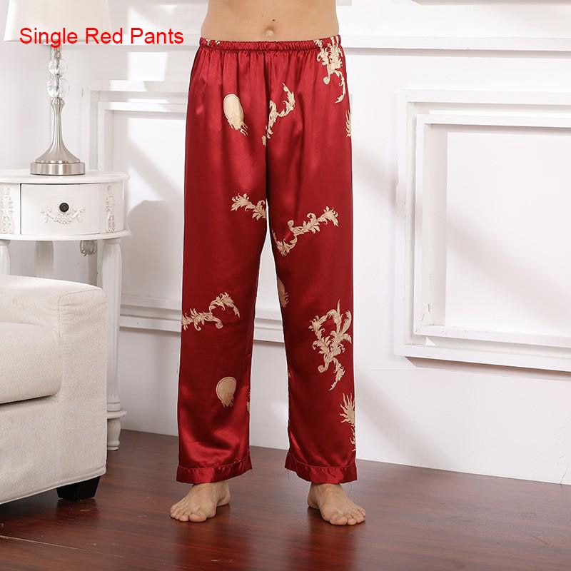 Male Satin Sleepwear Robe&amp;Pants Dargon Pajamas Set Print Men Nightwear Kimono Bathrobe Gown Faux Silk Lounge Wear Home Clothes