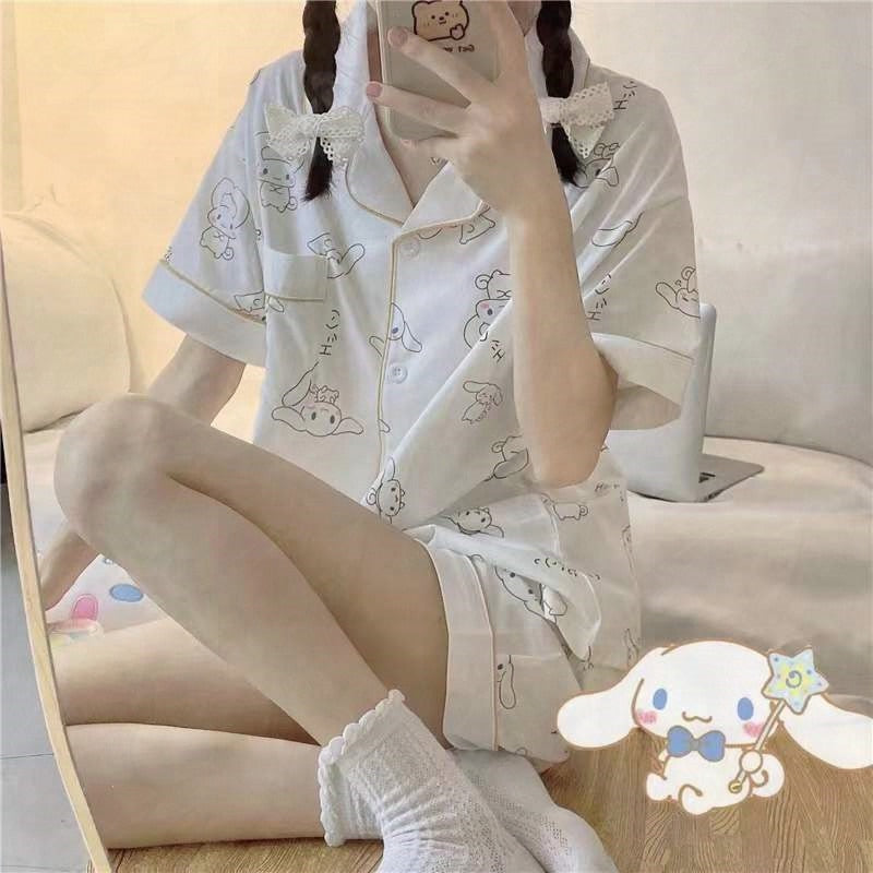 Kawaii Sanrio Kuromi New Autumn Kawaii Two Piece Pajamas Soft Home Wear Outgoing Girl Christmas Birthday Gift Clothes