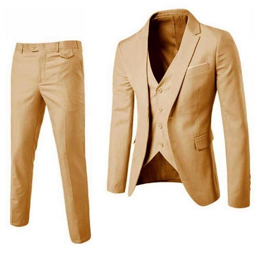 Luxury 2 piece men's wedding suit fashion men's slim solid color business office suit sets large size men Blazer+ pants