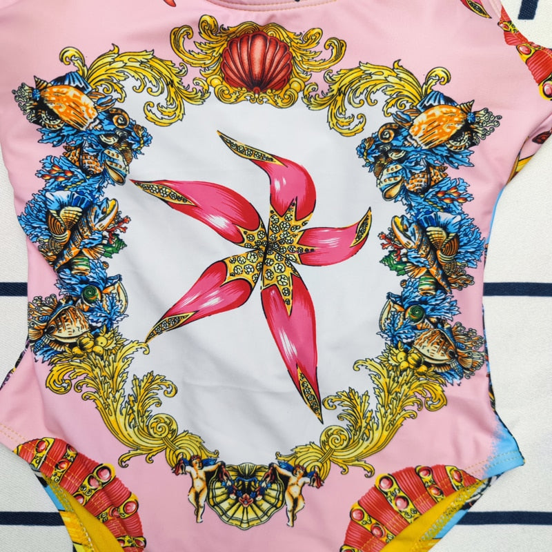 Women Sea Star Pint Monokini bikinis Women's Swimsuit one-pieces Backless Sexy Swimwear Bathing Suit Beach Wear