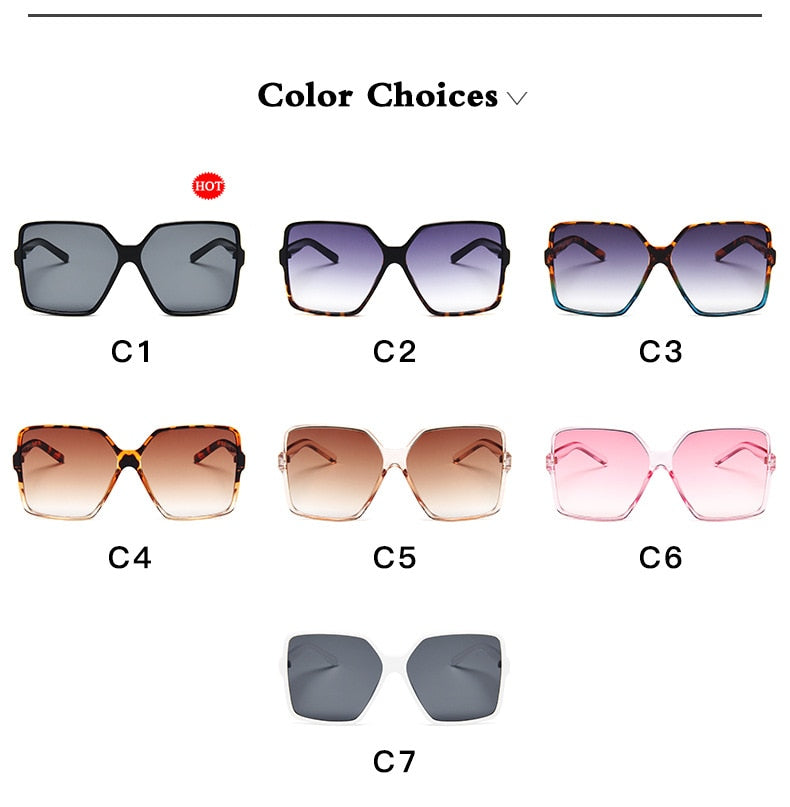 ZXWLYXGX Fashion Women Oversize Sunglasses Gradient Plastic Brand Designer Female Sun Glasses Uv400