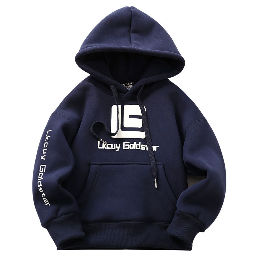 Children's Clothing Boys' Velvet Padded Hooded Sweatshirt Autumn and Winter Padded Top Middle and Big Thermal Head Cover Tops