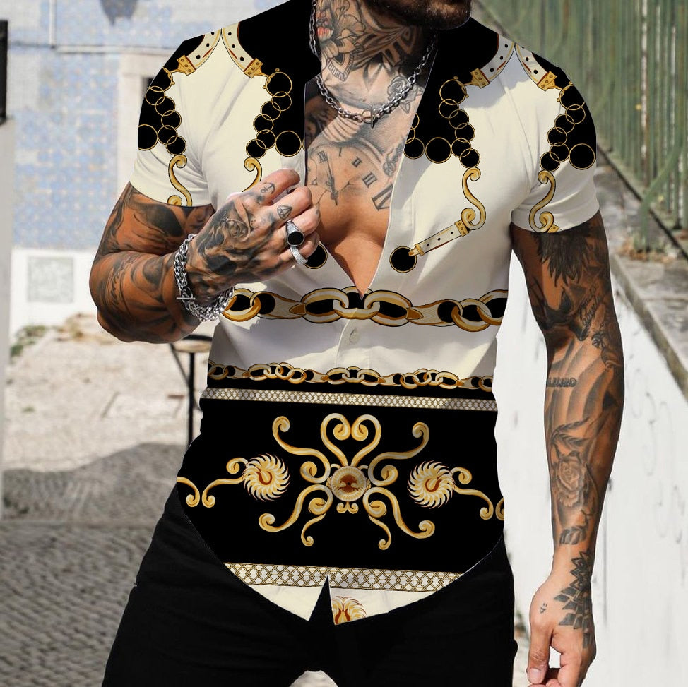Summer Men's Short Sleeve Shirts 3D Printed Fashion Shirts Oversized T-Shirts Hawaiian Streetwear Hot Sale