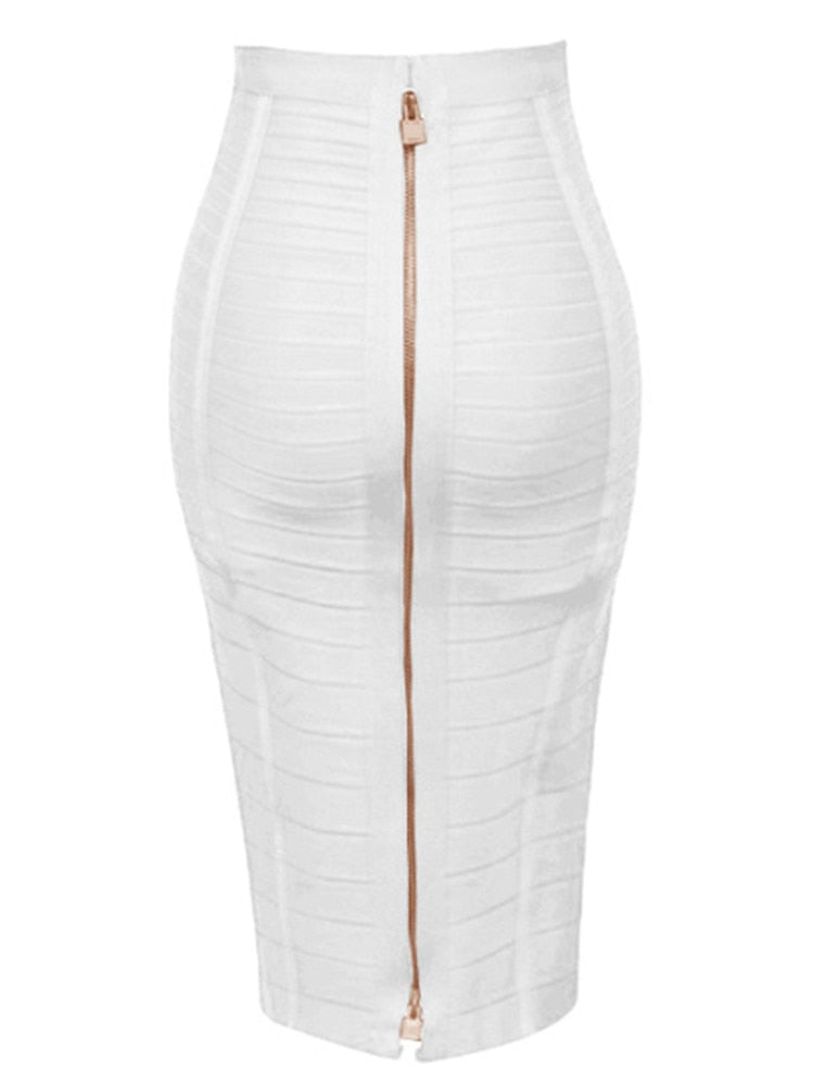 16 Colors Sexy Solid Zipper Orange Blue Black Red Bandage Skirt Women Elastic Bodycon Summer XL XXL Pencil Skirts