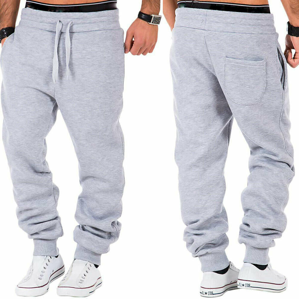 Mens Sport Pants Sweatpants Tracksuit Slim Fit Gym Workout Joggers Bodybuilding Trousers Casual Drawstring Sweatpants Plus Size