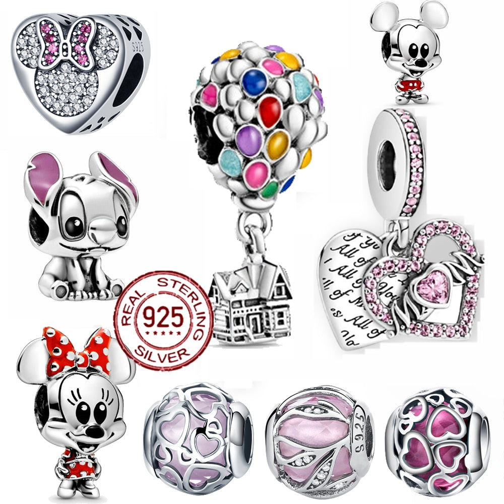 NEW plata ley 925 Sterling Silver Bear Balloon Mom Beads Charm Fit Original Pandora Bracelets Charm For Women Jewelry DIY Gift