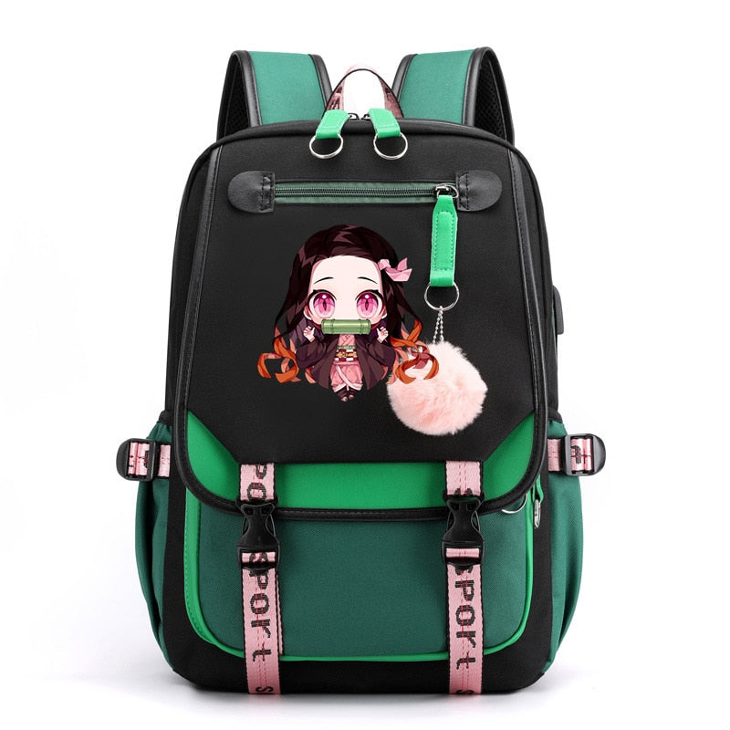 Anime Backpack Demon Slayer Nezuko Kawaii Cartoon School Bag for Adults Large Capacity Manga To Travel Daily Girls&#39; Bookbags