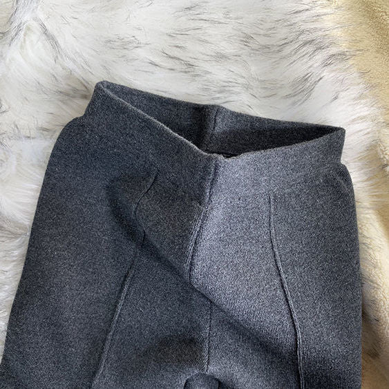 Kids Girls Knitted Casual Pants Loose Autumn Winter Outwear Trousers Black Gray Apricot Wide Leg