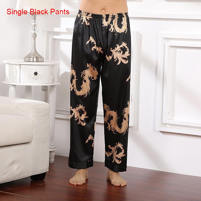 Male Satin Sleepwear Robe&amp;Pants Dargon Pajamas Set Print Men Nightwear Kimono Bathrobe Gown Faux Silk Lounge Wear Home Clothes