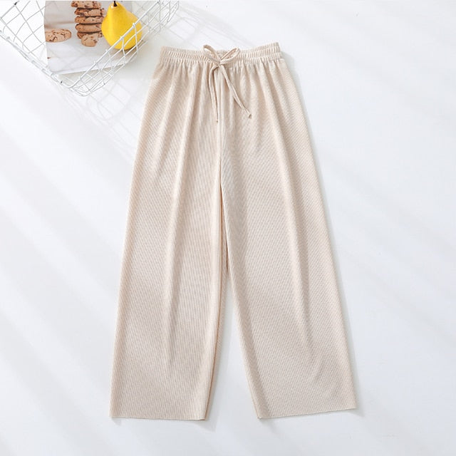School Pants for Girl Wide Leg Sweatpants Mosquito Proof Pants Summer Black Teen Casual Pants Mid Waist Trousers 10 11 12 Years