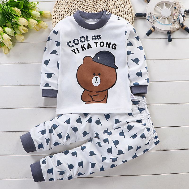 Newborn Kids Boys Girls Pajama Sets Cartoon Long Sleeve Cute T-Shirt Tops with Pants Toddler Baby Autumn Sleeping Clothes