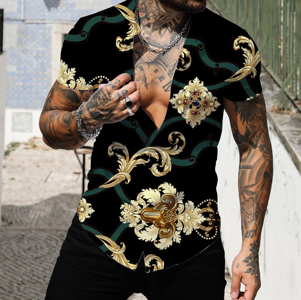 Summer Men's Short Sleeve Shirts 3D Printed Fashion Shirts Oversized T-Shirts Hawaiian Streetwear Hot Sale