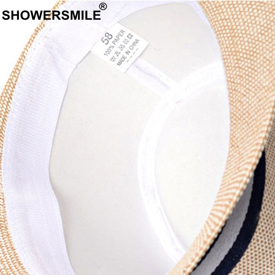 SHOWERSMILE Grey Jazz Hat Men Classic Patchwork Fedora Hats Male British Style Brand Summer Outdoor Bucket Hats And Caps