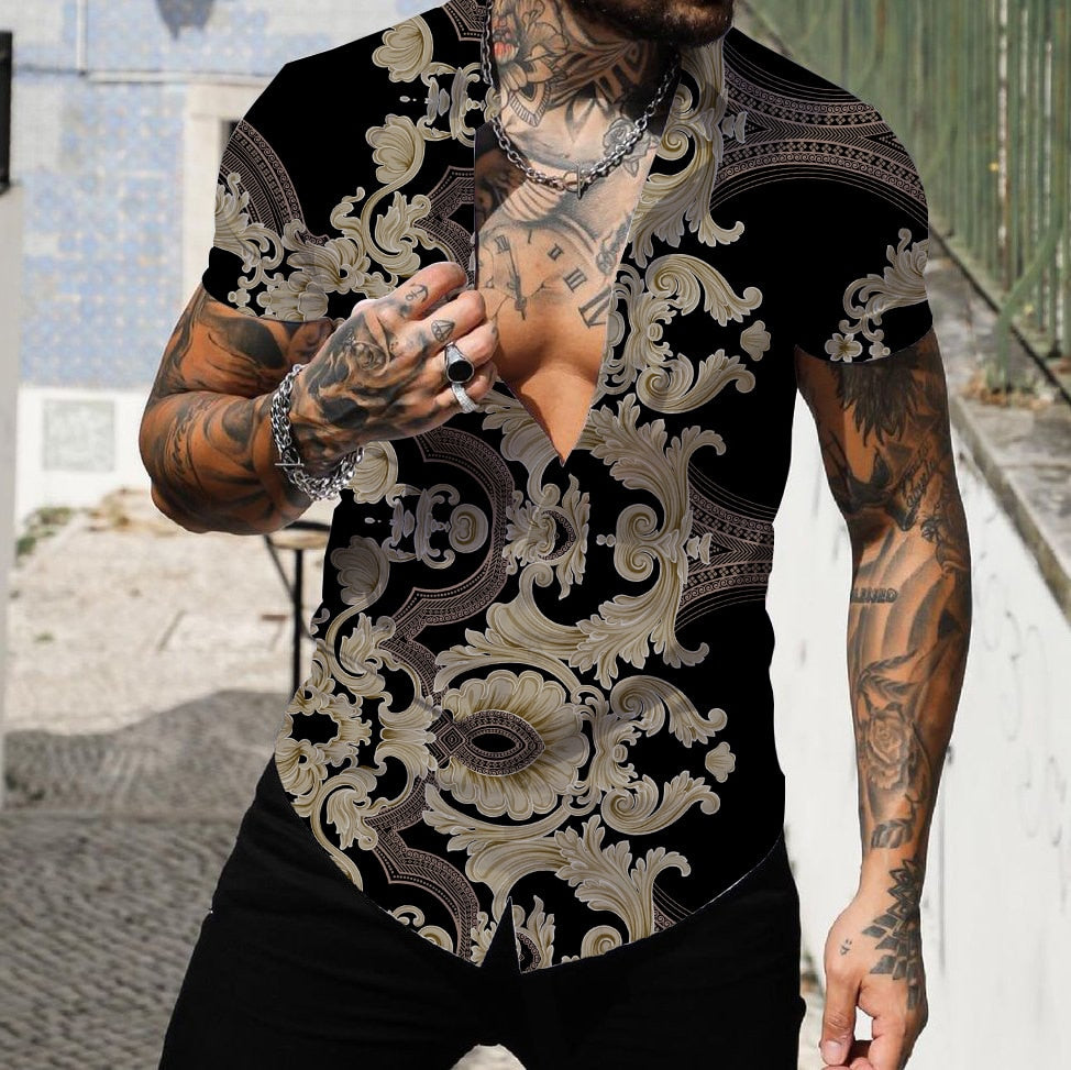Summer Men's Short Sleeve Shirts 3D Printed Fashion Shirts Oversized T-Shirts Hawaiian Streetwear Hot Sale