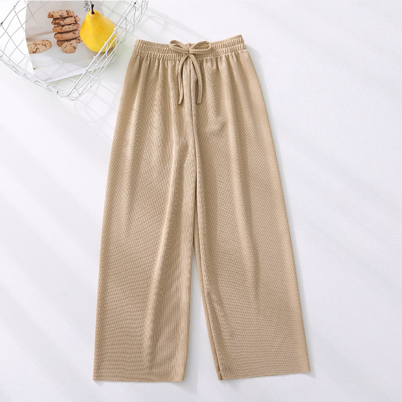 School Pants for Girl Wide Leg Sweatpants Mosquito Proof Pants Summer Black Teen Casual Pants Mid Waist Trousers 10 11 12 Years