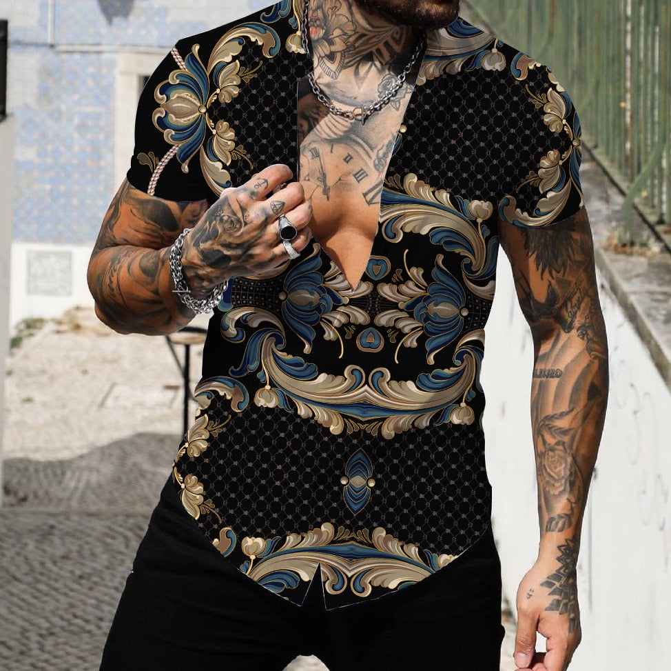 Summer Men's Short Sleeve Shirts 3D Printed Fashion Shirts Oversized T-Shirts Hawaiian Streetwear Hot Sale