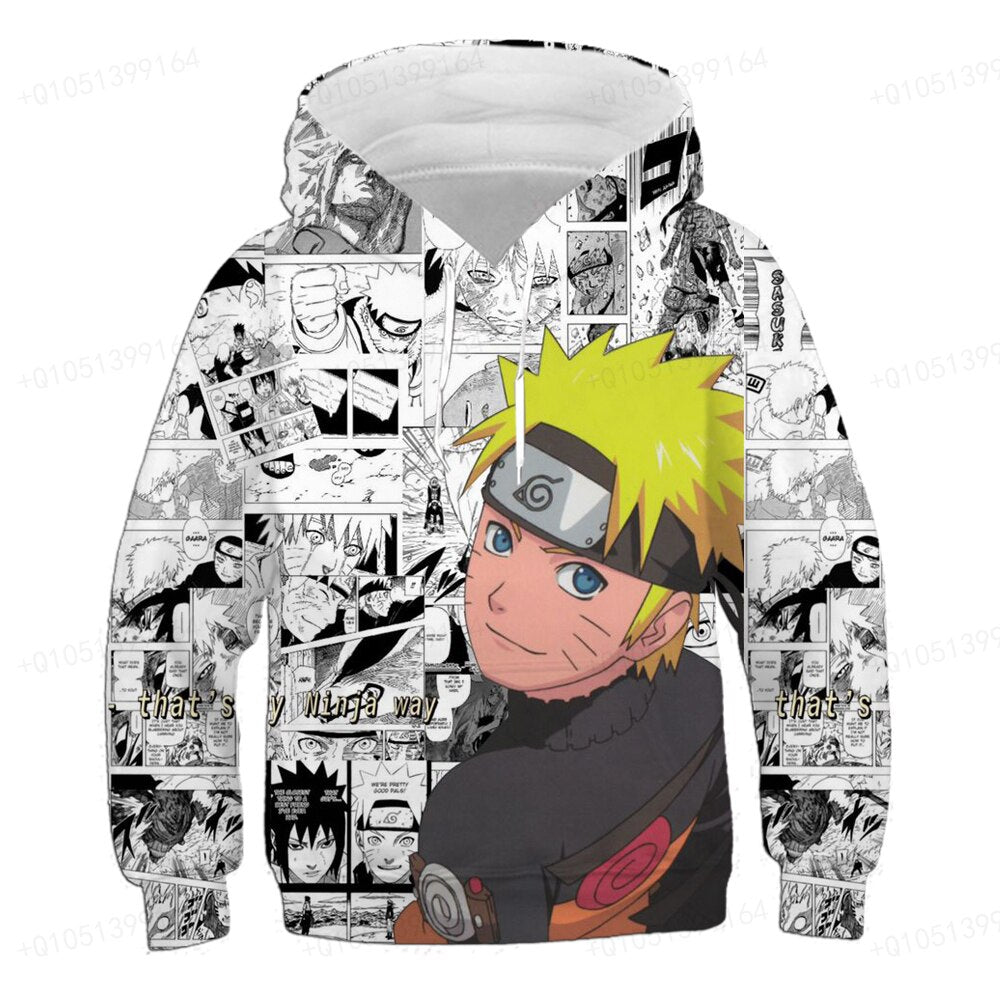 Winter Latest Children Naruto Hooded Sweatshirt Children's Naruto Uchigi Bozosuke Kakashi Pullover Teenager Boys' Clothes 4-14T