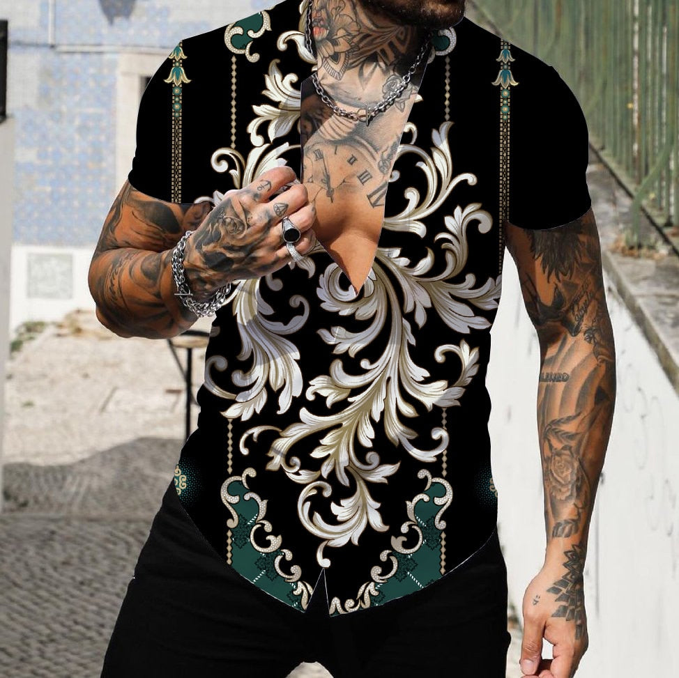 Summer Men's Short Sleeve Shirts 3D Printed Fashion Shirts Oversized T-Shirts Hawaiian Streetwear Hot Sale