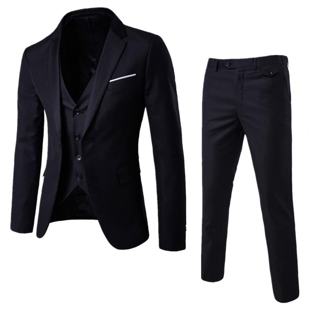 Luxury 2 piece men's wedding suit fashion men's slim solid color business office suit sets large size men Blazer+ pants