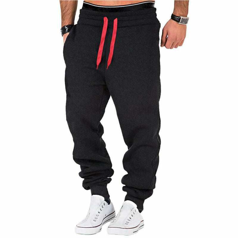 Mens Sport Pants Sweatpants Tracksuit Slim Fit Gym Workout Joggers Bodybuilding Trousers Casual Drawstring Sweatpants Plus Size