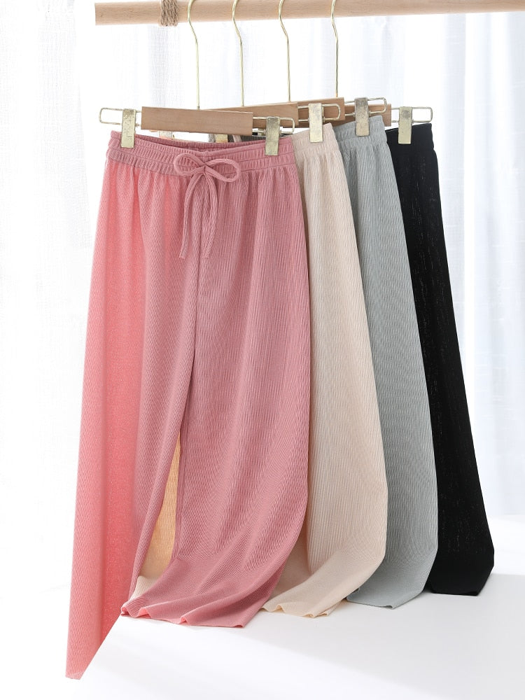 School Pants for Girl Wide Leg Sweatpants Mosquito Proof Pants Summer Black Teen Casual Pants Mid Waist Trousers 10 11 12 Years