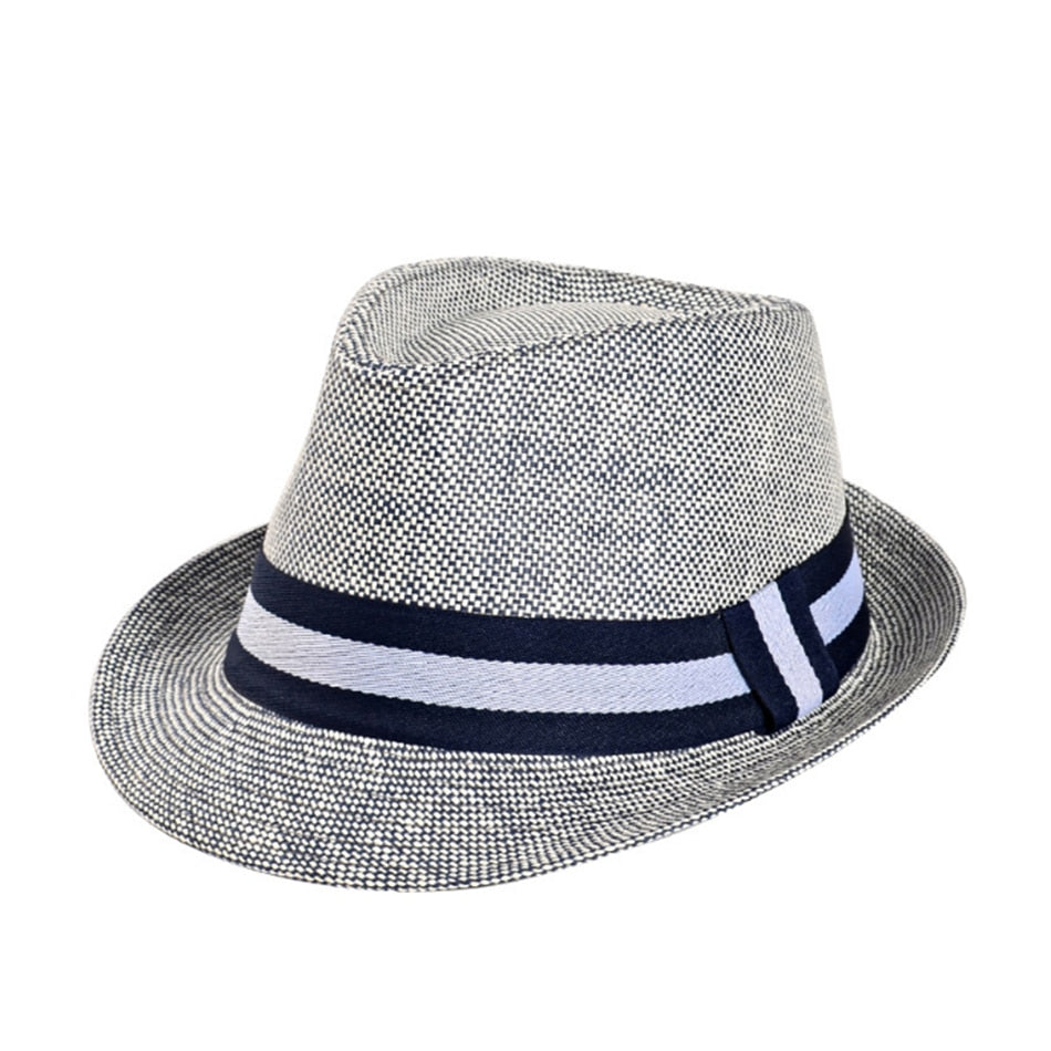 SHOWERSMILE Grey Jazz Hat Men Classic Patchwork Fedora Hats Male British Style Brand Summer Outdoor Bucket Hats And Caps
