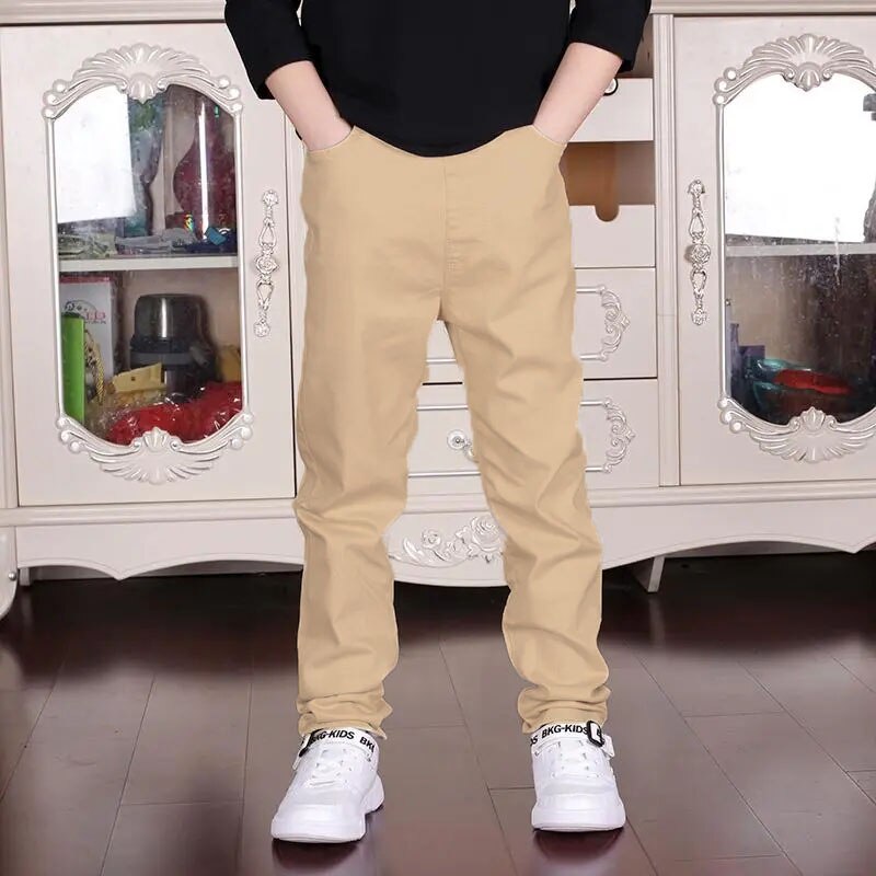 Children's Clothing Boys And Girls Casual Pants Spring Autumn New Fashion Black White Student Costumes Big 100%  Cotton