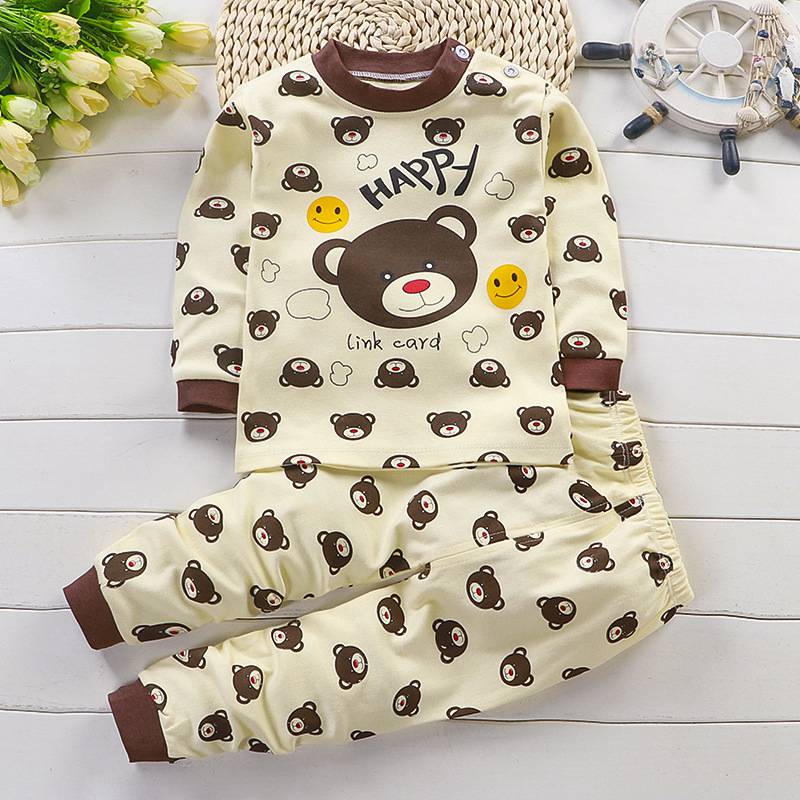 Newborn Kids Boys Girls Pajama Sets Cartoon Long Sleeve Cute T-Shirt Tops with Pants Toddler Baby Autumn Sleeping Clothes