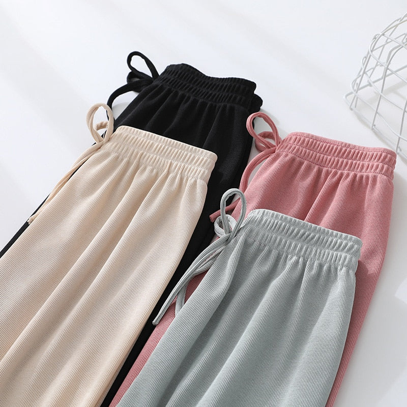 School Pants for Girl Wide Leg Sweatpants Mosquito Proof Pants Summer Black Teen Casual Pants Mid Waist Trousers 10 11 12 Years
