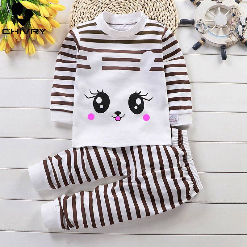 Newborn Kids Boys Girls Pajama Sets Cartoon Long Sleeve Cute T-Shirt Tops with Pants Toddler Baby Autumn Sleeping Clothes