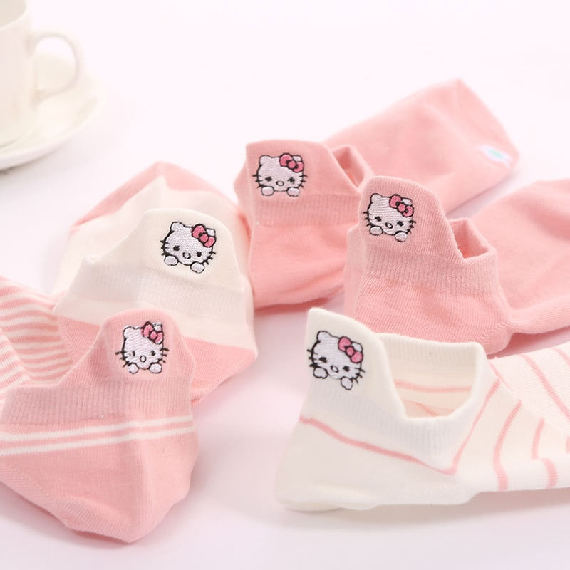 Sanrio Socks Woman My Melody Kuromi Hello Kitty Calcetines Anime Character Cute Short Harajuku Cotton Casual Girls Socks