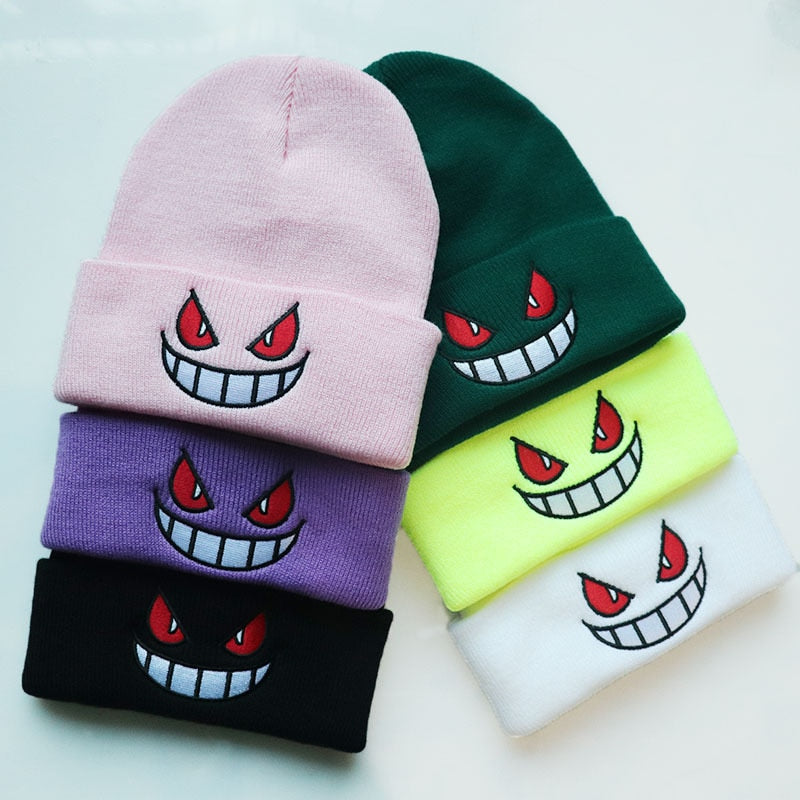 6 Styles Unisex Winter Outdoor Beanie for Child Knitted Gengar Hood Hat for Kids Casual Outside Halloween Hats