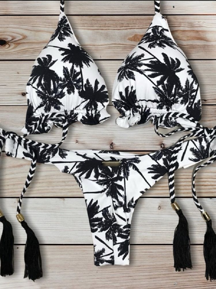 New Sport Swimwear Female Push Up Bikinis Sexy Bandage Women Swimsuit Print Two-Piece Bathing Suit Beach Wear