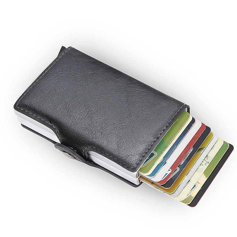 Top Quality Rfid Wallet Men Money Bag Mini Purse Male Aluminium Card Wallet Small Clutch Leather Wallet Thin Purse