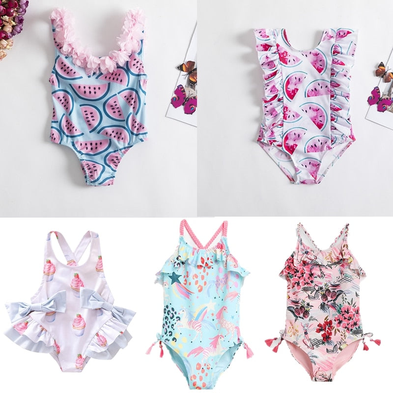 1-5T Toddler Baby Girls New Swimsuit One Piece Swimsuit 2023 Fashion  Flower Swimwear For Children Summer Bathing Suits
