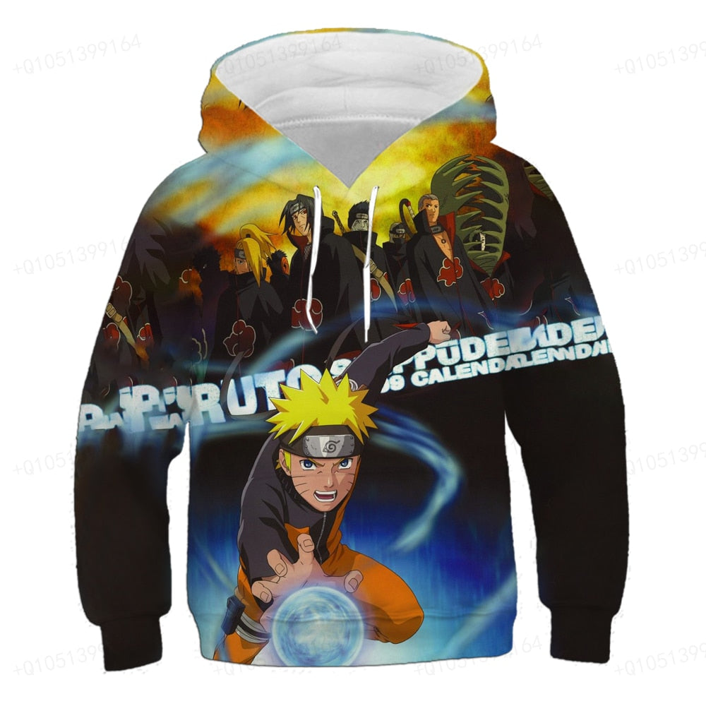 Winter Latest Children Naruto Hooded Sweatshirt Children's Naruto Uchigi Bozosuke Kakashi Pullover Teenager Boys' Clothes 4-14T