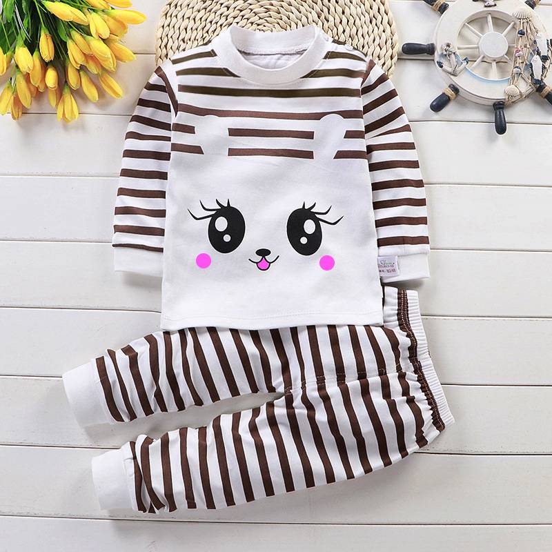 Newborn Kids Boys Girls Pajama Sets Cartoon Long Sleeve Cute T-Shirt Tops with Pants Toddler Baby Autumn Sleeping Clothes