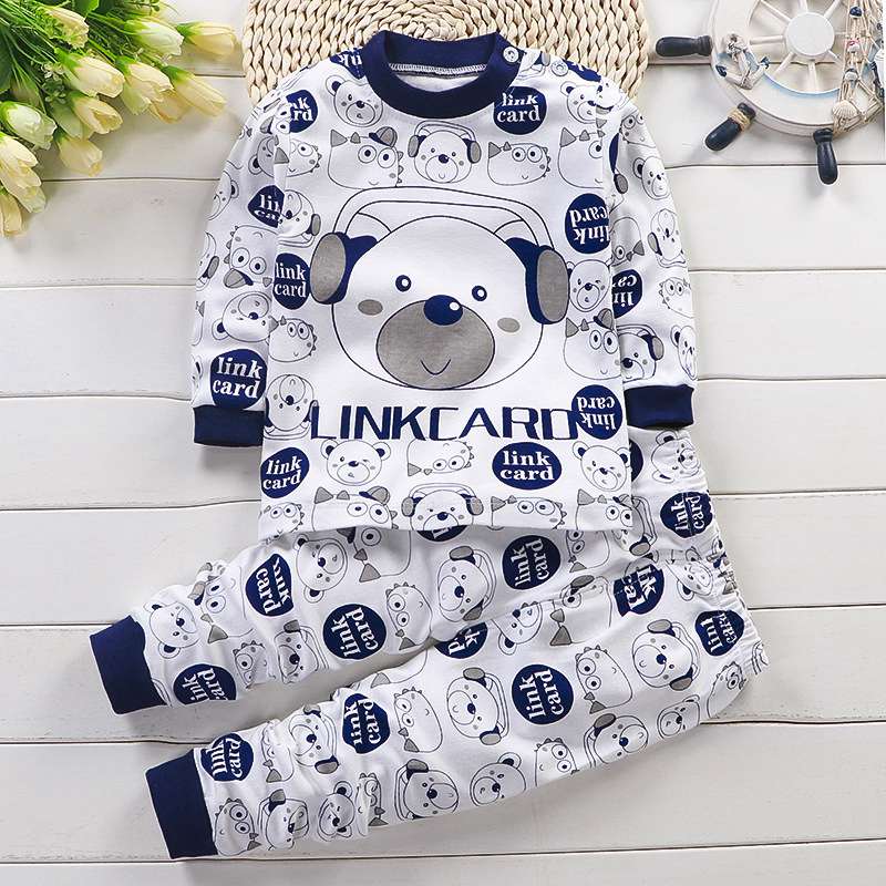Newborn Kids Boys Girls Pajama Sets Cartoon Long Sleeve Cute T-Shirt Tops with Pants Toddler Baby Autumn Sleeping Clothes