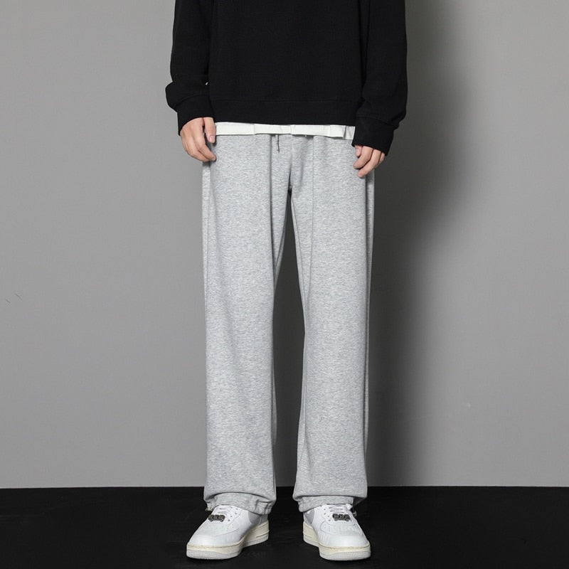 CAAYU Sweatpants Mens Straight Pants Large Size Male Loose Black Casual Pants Streetwear Sport Trousers Joggers Oversize Sports