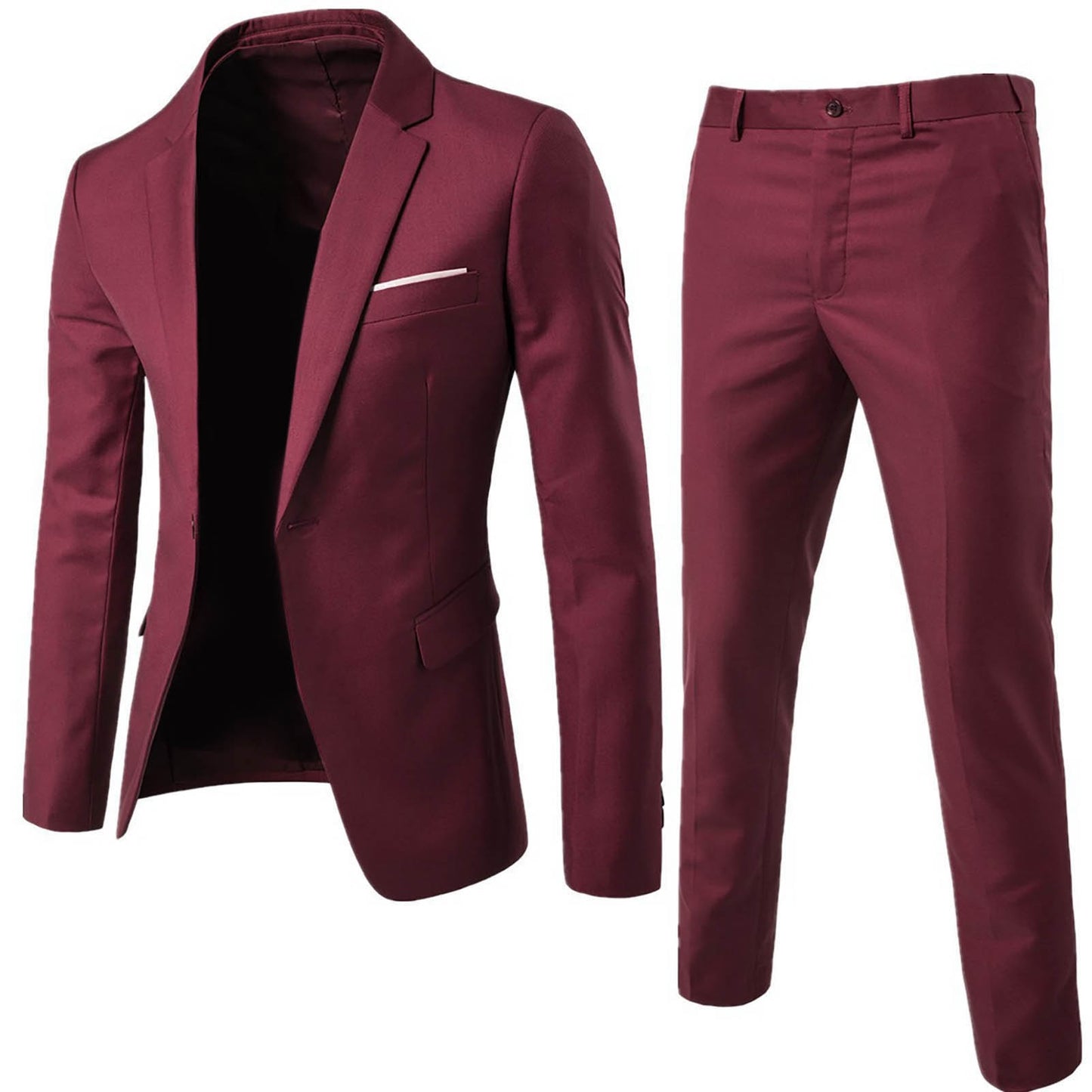 Luxury 2 piece men's wedding suit fashion men's slim solid color business office suit sets large size men Blazer+ pants