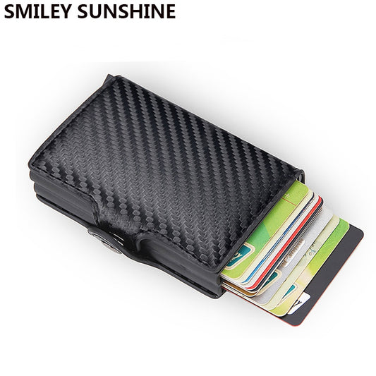 Top Quality Rfid Wallet Men Money Bag Mini Purse Male Aluminium Card Wallet Small Clutch Leather Wallet Thin Purse