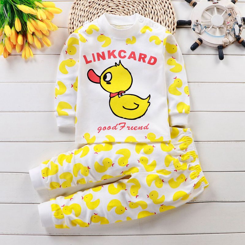 Newborn Kids Boys Girls Pajama Sets Cartoon Long Sleeve Cute T-Shirt Tops with Pants Toddler Baby Autumn Sleeping Clothes