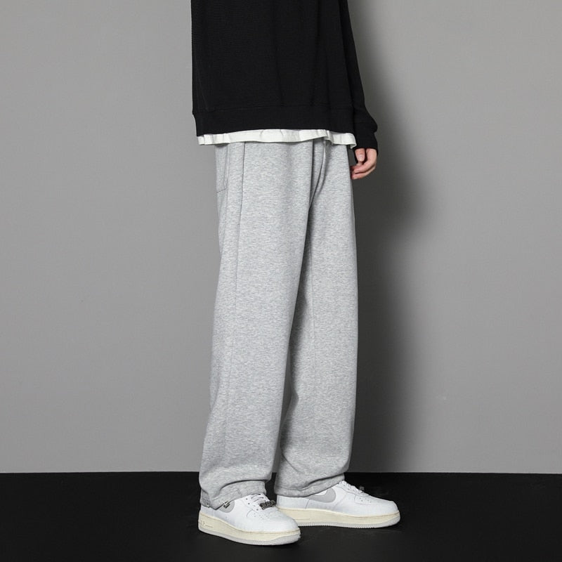 CAAYU Sweatpants Mens Straight Pants Large Size Male Loose Black Casual Pants Streetwear Sport Trousers Joggers Oversize Sports