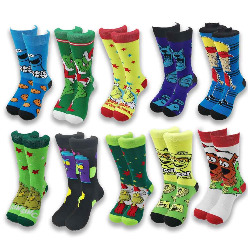 Street Style Hiphop Personalized Novelty Horror Sock Men Weird Comic Style Men Socks Funny Autumn Winter Cotton Warm Dress Socks