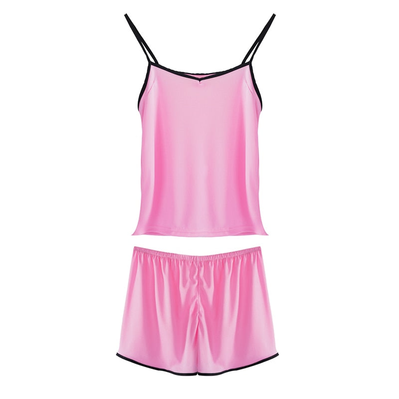 Summer Pajamas Set for Women Sexy Home Clothes SleepwearTank Top Suits with Shorts Cute Underwear Soft Nightwear Sleeveless