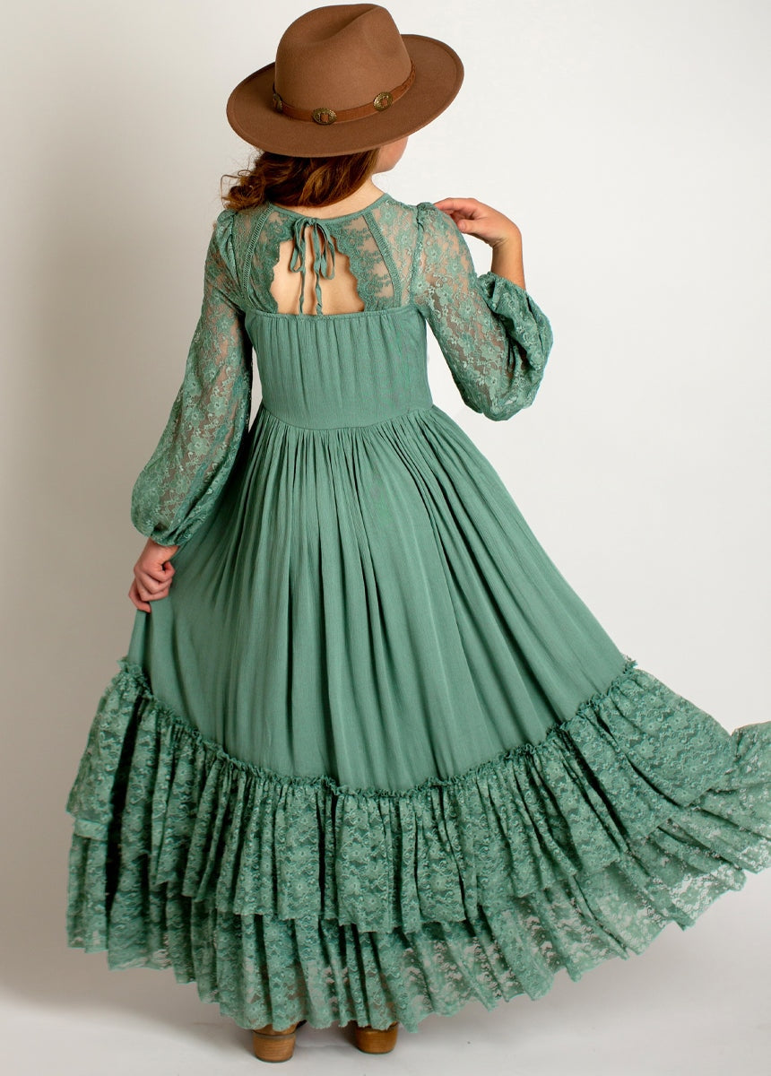 Christmas Girls Lace Long Sleeve Lace Dress Teenage Kids Elegant Princess Party Vestidos Costumes Children Clothing for 7-14y