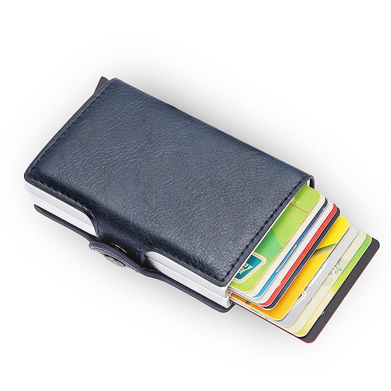 Top Quality Rfid Wallet Men Money Bag Mini Purse Male Aluminium Card Wallet Small Clutch Leather Wallet Thin Purse
