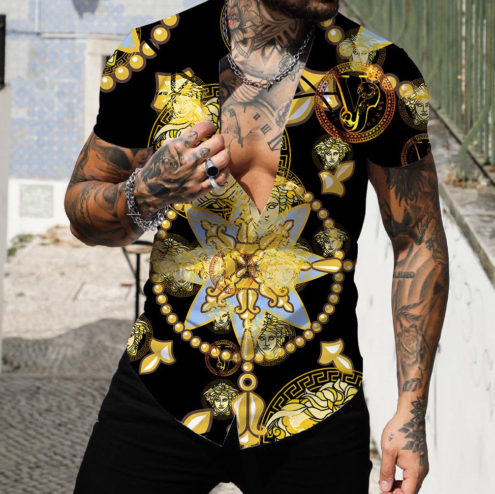 Summer Men's Short Sleeve Shirts 3D Printed Fashion Shirts Oversized T-Shirts Hawaiian Streetwear Hot Sale